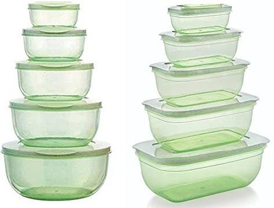 GKARUNA Plastic Fridge Container  - 290 ml, 580 ml, 1000 ml, 1700 ml, 2700 ml(Pack of 10, Green)