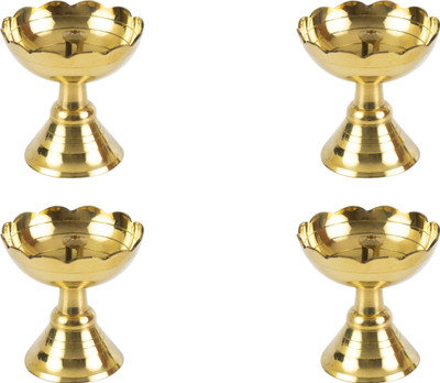 Spillbox Brass (Pack of 4) Table Diya(Height: 2.2 inch)