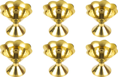 Spillbox Brass (Pack of 6) Table Diya(Height: 1.5 inch)