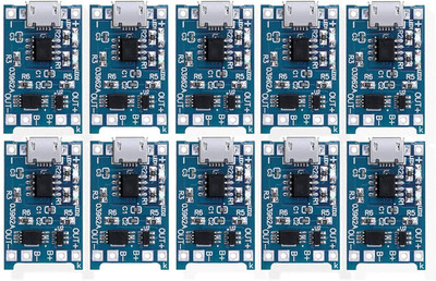 TRUSTECH TP4056 / TPA 4056 / TP 4056 Charging Boost Lipo Charger , Lithium Battery 3.7V Charging Module, Input Micro USB With Battery Protection Circuit - Pack of 10 Electronic Components Electronic Hobby Kit