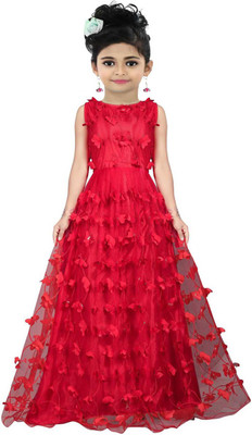 Manav fashion Maxi/Full Length Casual Dress(Red, Sleeveless)