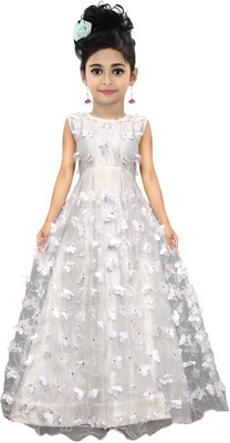 Manav fashion Maxi/Full Length Casual Dress(White, Sleeveless)