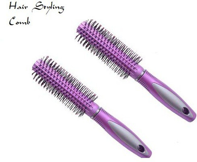Alkaf Round Rolling Curling Comb / Styling Hair Brush Pack of 2