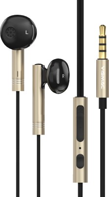 vismac Vispods Deep Bass, Google Assistant & Ear-Pod Design Wired Headset(Black, Gold, In the Ear)