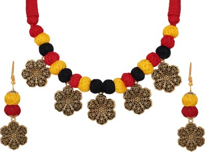 JFL Jewellery for Less Copper Gold-plated Red, Black, Yellow, Gold Jewellery Set(Pack of 1)