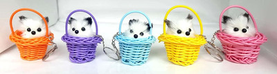 PMW Cute Cat In A Basket - Random Colors - Pack Of 2 - For Girl Friends Key Chain