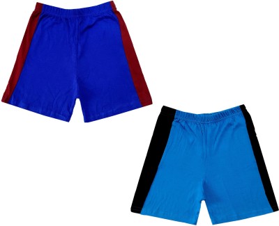 KAYU Short For Boys Casual Solid Pure Cotton(Blue, Pack of 2)