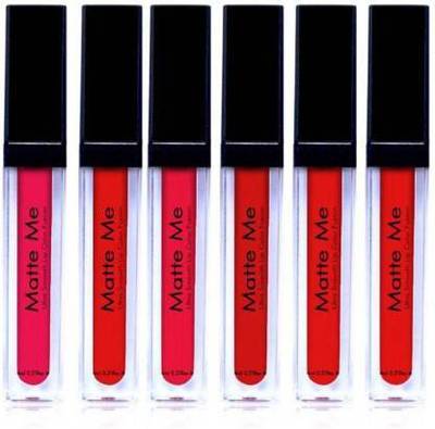 BLUSHIS Liquid Matte me Waterproof Liquid Lipstick Combo Pack of 6 Red Colour L-A-K-M-E  (Red, 36 ml)