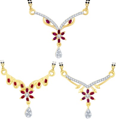 Sukkhi Stylish Gold Plated Cz Set Of 3 Mangalsutra Combo For Women Alloy Mangalsutra