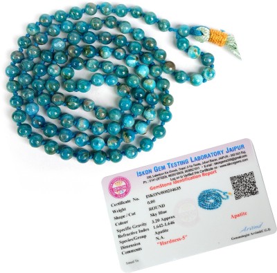REIKI CRYSTAL PRODUCTS Certified Apatite Mala Natural Crystal Mala With Certificate Round 108 Beads Stone Mala Reiki Healing Mala Jap Mala Crystal Necklace 26 inch Approx Crystal Crystal Necklace