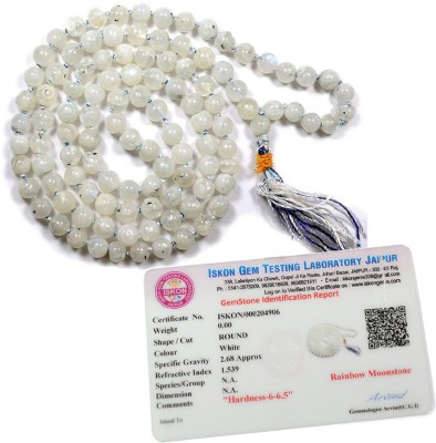 REIKI CRYSTAL PRODUCTS Natural Certified Rainbow Moonstone Crystal Stone Mala/Chain Necklace For Unisex Crystal Crystal Chain