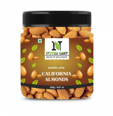 Nutro Cart Premium California Almonds | Badam |- [AAA Quality & Bold Size], 250g ( Jar Pack), Rich in Protein and Increase Stamina - Dry Fruits Almonds(1 x 250 g)