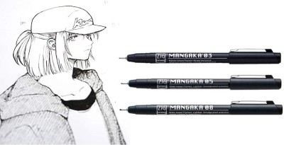 Zig ZIG KURETAKE CARTOONIST MANGAKA 010 BLACK PIGMENT MICRON LINER PENS (01 05 08 ) PACK OF 3 PCS Fineliner Pen(Pack of 3, Black)