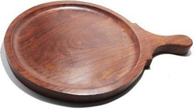 Z L ENTERPRISES Wooden Round Pizza Plate with Handle, Cutting Board, Food Paddle Serving Tray | 9 Inch Tray Pizza Tray Pizza Tray(Microwave Safe)