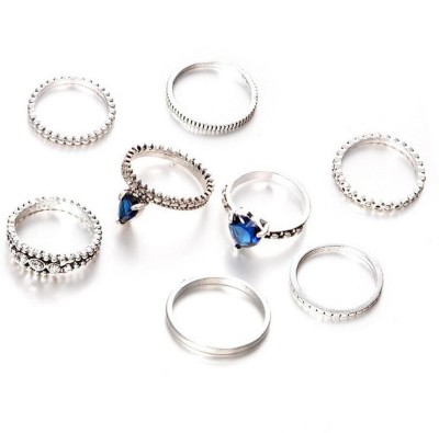 Scintillare by Sukkhi Lavish Heart Design Oxidised Ring Combo for Women Alloy Rhodium Plated Ring Set