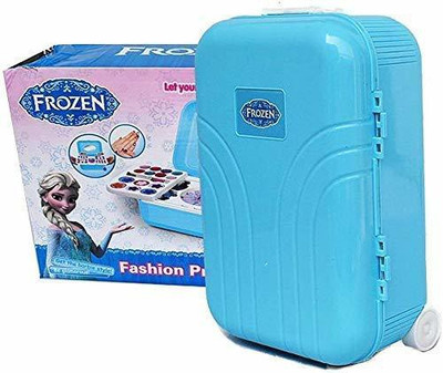 GIRGIT FS premium quality Trolley Suitcase for Girl's Kid Toy All-in-One Cosmetic and Real Makeup Set Palette with Mirror Nail Art Beauty kit (Without Chemical) Girl's All-in-one Barbie Character Cosmetic and Makeup Palette with Mirror and Trolley- Multi Color