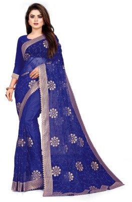 VILISA CREATION Embroidered Bollywood Net Saree(Blue)