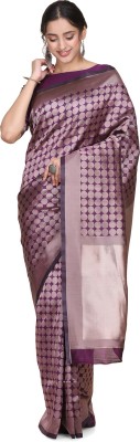 Shaily Retails Woven Dharmavaram Silk Blend Saree(Purple)
