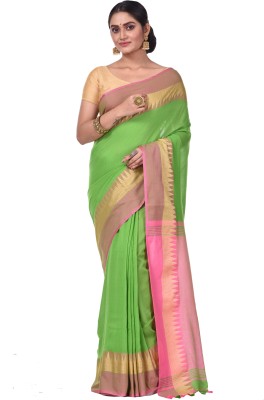 GitAsit Woven Handloom Pure Cotton Saree(Green)