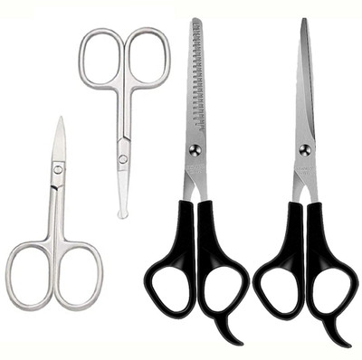 MGP FASHION Home & Professional Beauty Hair Makeup Multi-Functional Hair Grooming / Cutting / Parlour / Barber / Salon Easy Grip for Men Women Kids and Hair Trimming Thinning All Purpose Zig Zag Scissors Hairdressing & Styling Tool Shears Hair Cutting Scissor Combo (Black/Silver) ,Moustache Scissor 