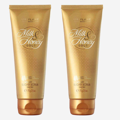 Oriflame MILK & HONEY GOLD Smoothing Sugar Scrub Small Pack 75g (Pack of 2) Scrub(150 ml)