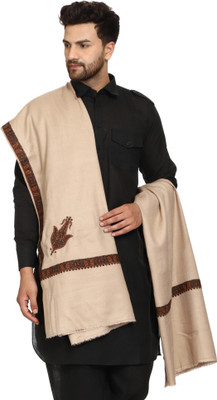 swi stylish Wool Embroidered Men Shawl(Beige)