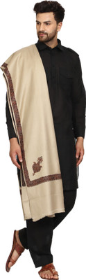 swi stylish Wool Embroidered Men Shawl(Beige)