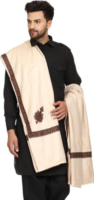 swi stylish Wool Embroidered Men Shawl(Beige)