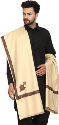 swi stylish Wool Embroidered Men Shawl(Beige)