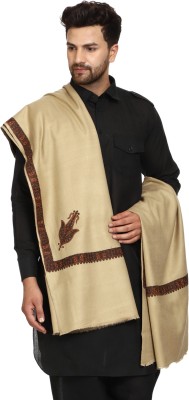 Royal-E-Kashmir Wool Embroidered Men Shawl(Beige)