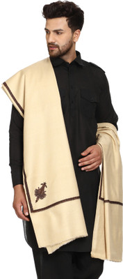 swi stylish Wool Embroidered Men Shawl(Beige)
