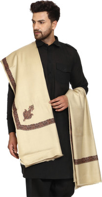 swi stylish Wool Embroidered Men Shawl(Beige)