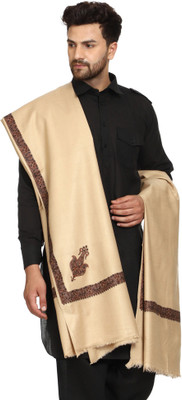 swi stylish Wool Embroidered Men Shawl(Beige)