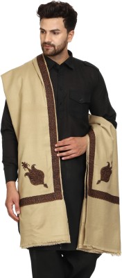 Royal-E-Kashmir Wool Embroidered Women Shawl(Beige)