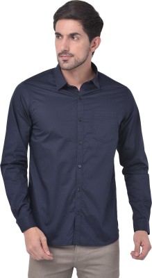 Canary London Men Solid Casual Dark Blue Shirt