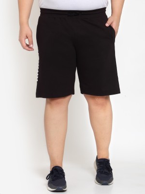 PLUSS Solid Men Black Regular Shorts