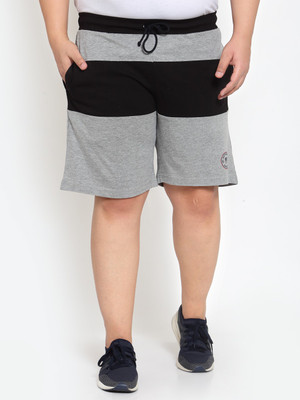 PLUSS Solid Men Black, Grey Regular Shorts