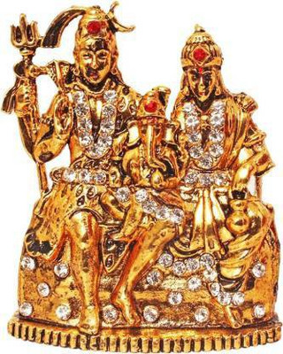 BOOMSTOCK Lord Shiva Family / Shiv Parivar Parvati Ganesh Idol God Statue Decorative Showpiece Decorative Showpiece  -  5.08 cm(Brass, Gold)