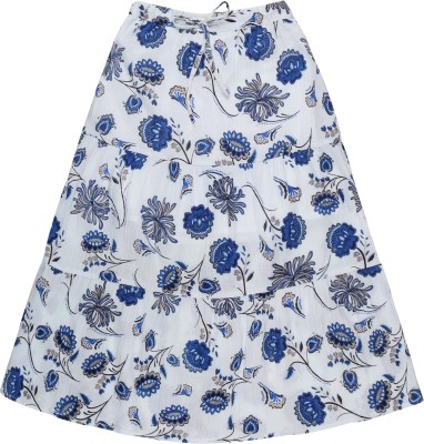 YOUNG BIRDS Floral Print Girls Flared White, Blue, Grey Skirt