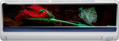 DivineDesigns 23 cm Red Rose Water Droplets AC Sticker Self Adhesive Sticker(Pack of 1)