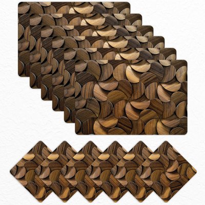 Matworks by Bathla Rectangular Pack of 6 Table Placemat(Brown, Plastic)