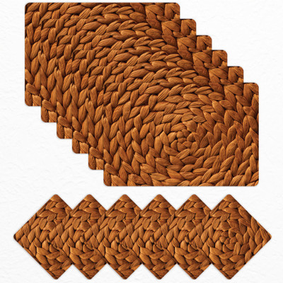 Matworks by Bathla Rectangular Pack of 6 Table Placemat(Brown, Plastic)