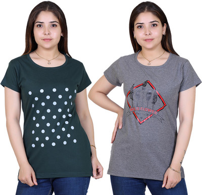 Ogarti Casual Printed Women Green, Grey Top