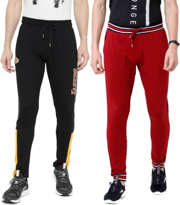 ARDEUR Solid Men Black, Red Track Pants