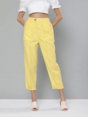 SASSAFRAS Regular Fit Women Yellow Trousers