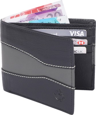 Cotnis Men Trendy, Casual Blue, Grey Genuine Leather Wallet(8 Card Slots)