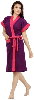 ELEVANTO Purple 2 Free Size Bath Robe(Bathrobe, For: Women, Purple 2)