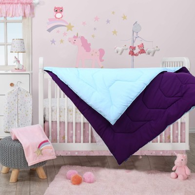 RD11 Solid Single Crib Baby Blanket for  Heavy Winter(Poly Cotton, Purple-Sky Blue)