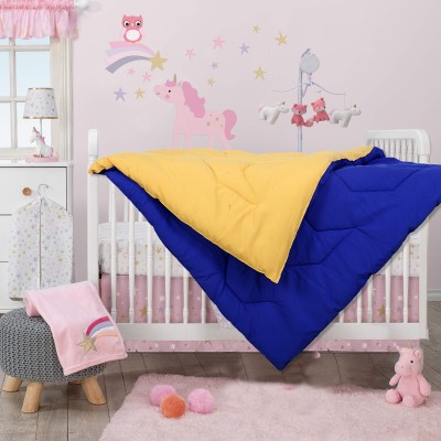RD11 Solid Single Crib Baby Blanket for  Heavy Winter(Poly Cotton, Blue-Yellow)