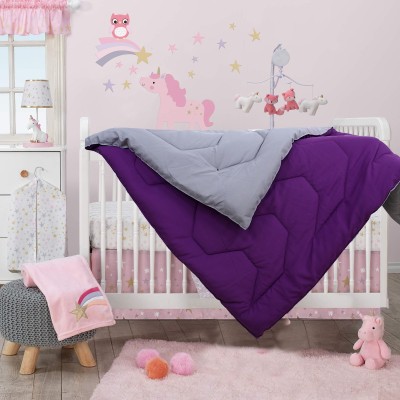 RD11 Solid Single Crib Baby Blanket for  Heavy Winter(Poly Cotton, Purple-Grey)